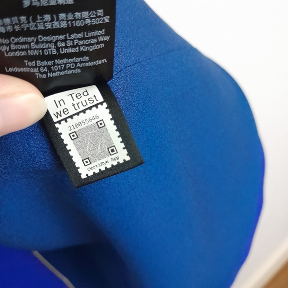 Ted Baker Elrosad 60s Aline Shift Dress Blue Full Zip Front Size 2 - Picture 9 of 9